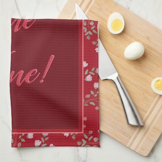 Bourgogne en roze theedoek (Quarter Fold)