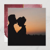 Bourgogne en roze Waterverf Bewaar de datum Feestdagenkaart (Voorkant / Achterkant)