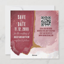 Bourgogne en roze Waterverf Bewaar de datum