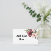 Bourgogne en roze Waterverf bloemen Informatiekaartje (Staand voorkant)