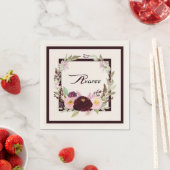 Bourgogne en roze Waterverf bloemen Servet (Insitu)