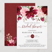 Bourgogne en roze Waterverf Floral Vrijgezellenfee