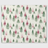 Bourgogne en Sage Green Pine Tree Cadeaupapier (Vlak)