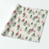 Bourgogne en Sage Green Pine Tree Cadeaupapier (Uitgerold)