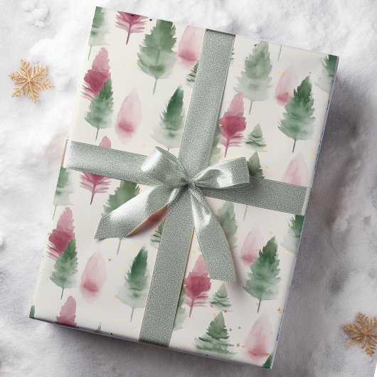 Bourgogne en Sage Green Pine Tree Cadeaupapier