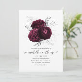 Bourgogne en Silver Floral Wedding Kaart (Staand voorkant)