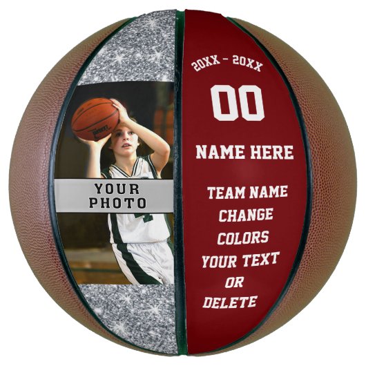 Bourgogne en White Persoonlijke Basketball Ball Basketbal (Verticaal)