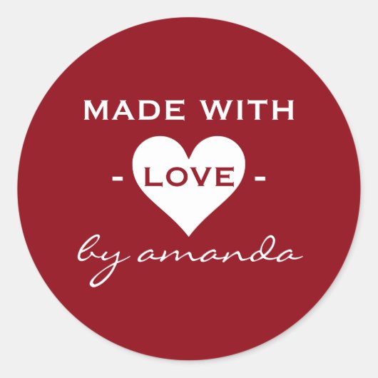 Bourgogne en wit - gemaakt van liefde (aangepaste ronde sticker (Voorkant)