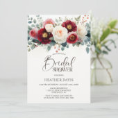 Bourgogne en witte bloemen Vrijgezellenfeest Kaart (Staand voorkant)