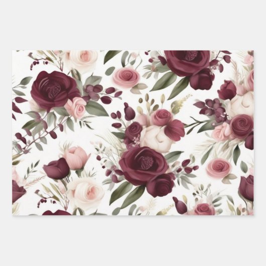 Bourgogne en witte bruiloft inpakpapier vel (Voorkant 2)