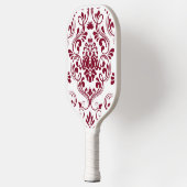 Bourgogne en witte Damask Bloemen Pickleball Paddle (Links)