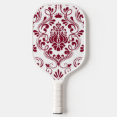 Bourgogne en witte Damask Bloemen Pickleball Paddle (Achterkant)