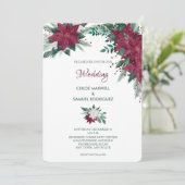 Bourgogne en witte kerst met een bruiloft kaart (Staand voorkant)