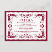 Bourgogne en witte papel picado Quinceañera Informatiekaartje (Voorkant)