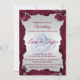 Bourgogne en zilveren bruiloft uitnodiging