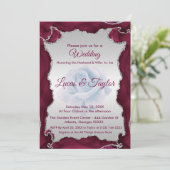 Bourgogne en zilveren bruiloft uitnodiging (Staand voorkant)