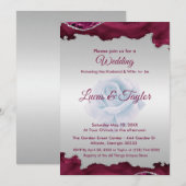 Bourgogne en zilveren bruiloft uitnodiging (Voorkant / Achterkant)