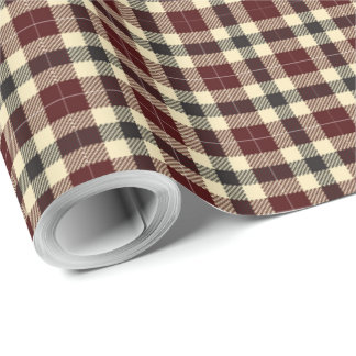 Bourgogne en zwart Tartan Plaid inpakpapier