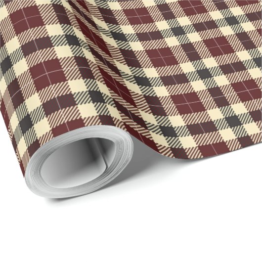 Bourgogne en zwart Tartan Plaid inpakpapier (Rol Hoek)