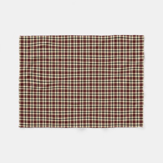 Bourgogne en Zwarte Tartan Plaid Fleece Deken (Voorkant (Horizontaal))