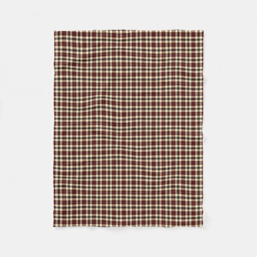 Bourgogne en Zwarte Tartan Plaid Fleece Deken (Voorkant)