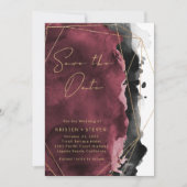 Bourgogne en zwarte Waterverf sparen de datum Kaart (Voorkant)