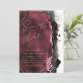 Bourgogne en zwarte Waterverf sparen de datum Kaart (Staand voorkant)