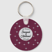 Bourgogne Fancy Jubileum Custom Couple Naam Sleutelhanger (Voorkant)