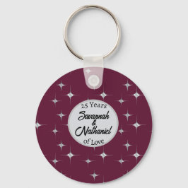 Bourgogne Fancy Jubileum Custom Couple Naam Sleutelhanger