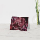 Bourgogne Faux Folie Floral Silver Geometrische br Bedankkaart (Voorkant)