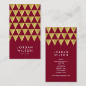 Bourgogne Faux Gold-driehoek - modern - verticaal Visitekaartje (Voorkant / Achterkant)