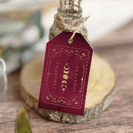 Bourgogne & Faux Gouden Tarot Hemelbruiloft Cadeaulabel