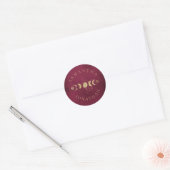 Bourgogne & Faux Gouden Tarot Hemelbruiloft Ronde Sticker (Envelop)
