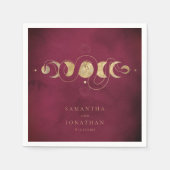 Bourgogne & Faux Gouden Tarot Hemelbruiloft Servet (Voorkant)