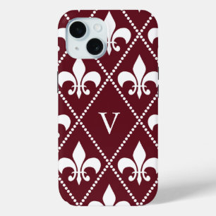 Bourgogne Fleur de Lis w / monogram iPhone 15 Case