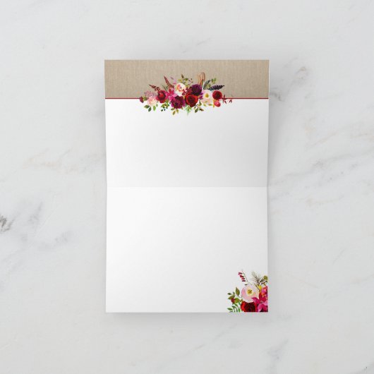 Bourgogne Floral Afstuderen Dank u opmerking 3979 Bedankkaart (Binnen)