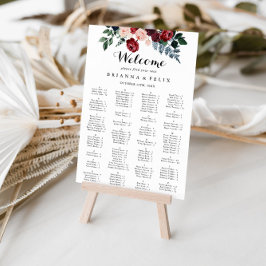 Bourgogne Floral Alfabetical Seat Chart Poster