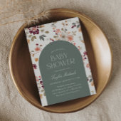  Bourgogne Floral Baby shower Kaart