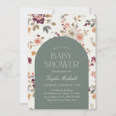  Bourgogne Floral Baby shower Kaart (Voorkant)