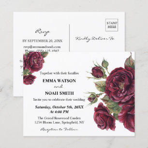 Bourgogne Floral Budget Huwelijksuitnodiging Briefkaart