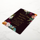 Bourgogne Floral Calligraphy Engagement Party Gold Folie Uitnodiging (Gedraaid)