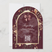 Bourgogne Floral Coquette Bow Arch Baby shower Kaart (Achterkant)