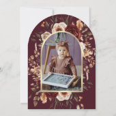 Bourgogne Floral Coquette Bow Arch Eerste Verjaard Kaart (Achterkant)