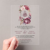 Bourgogne Floral Crest Muslim Wedding Acryl Uitnodigingen (Insitu (Draagbaar))