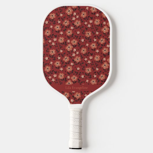 Bourgogne Floral  Custom Name Pickleball Paddle (Achterkant)