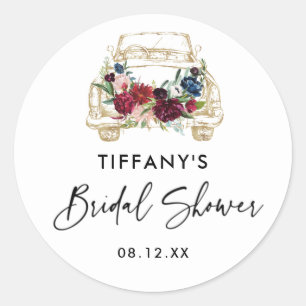 Bourgogne Floral Drive per Vrijgezellenfeest Ronde Sticker