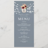 Bourgogne Floral Dusty Blue Wedding Menu (Voorkant)