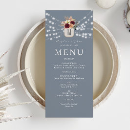 Bourgogne Floral Dusty Blue Wedding Menu