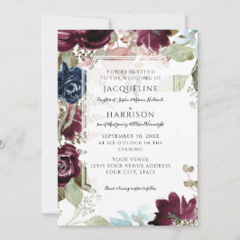 Bourgogne Floral Elegant Blush Herfst Foliage Brui Kaart