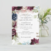 Bourgogne Floral Elegant Blush Herfst Foliage Brui Kaart (Staand voorkant)